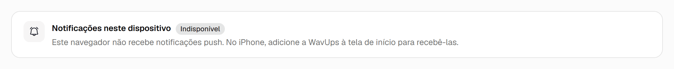 Quadro Notificações neste dispositivo com o botão Ativar notificações.
